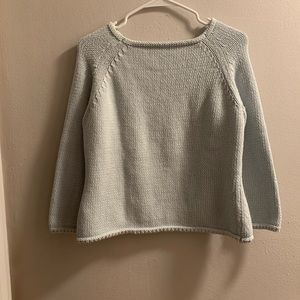 Garnet Hill Cotton Knit Blue Long Sleeve Sweater